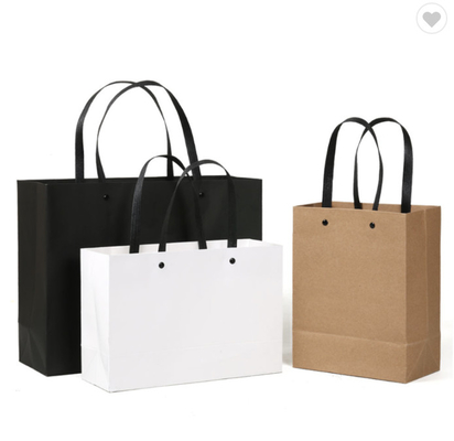 Harga yang bagus Tas Dagangan Kraft Pribadi Kantong Belanja Hitam Dicetak on line