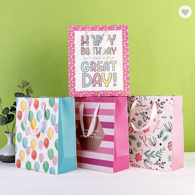 Harga yang bagus Drawstring Takeaway Terima kasih Kantong Kertas Kemasan Kantong Hadiah Natal Daur Ulang on line
