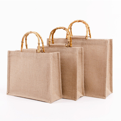 Harga yang bagus Tas Jute buatan tangan alami Tote Eco Friendly Tas Belanja Hessian on line