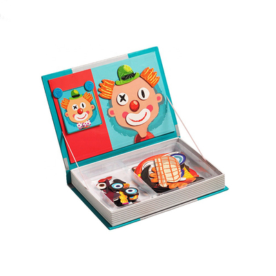 OEM Wajah Gila Buku Magnetik Kayu Puzzle Puzzle Play Box Untuk 3 Tahun Anak-anak