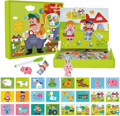 Disesuaikan Anak Kayu Magnetic Jigsaw Puzzle mainan belajar untuk anak usia 4 tahun 65pcs