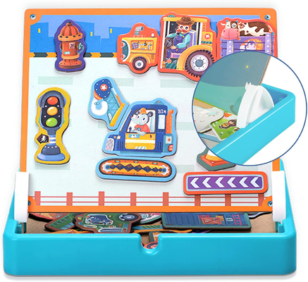 Anak-anak prasekolah Magnetic Jigsaw Puzzle Toys Kendaraan Teknik Untuk Usia 4-8 40Pcs