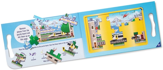Carry Magnetic Jigsaw Puzzle Travel Toy Vehicle 15 Piece Hijau