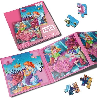 Harga yang bagus Putri duyung Puzzle Jigsaw Magnetik Kayu Untuk Permainan Perjalanan on line