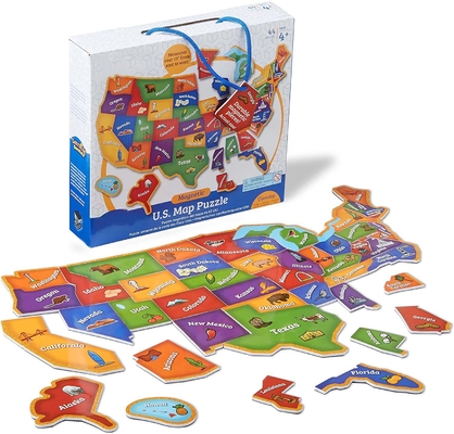 Harga yang bagus 44 Piece Magnetic USA Map Puzzle Lucu Geografi Untuk Anak Usia 4+ on line